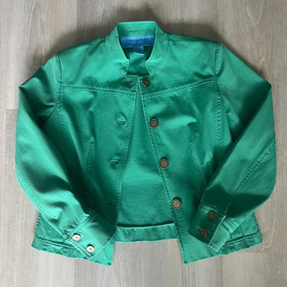 Doncaster Sport Womens Jacket Mandarin Sz 2 Kelly Green Retro Workwear Fitted - Picture 3 of 7
